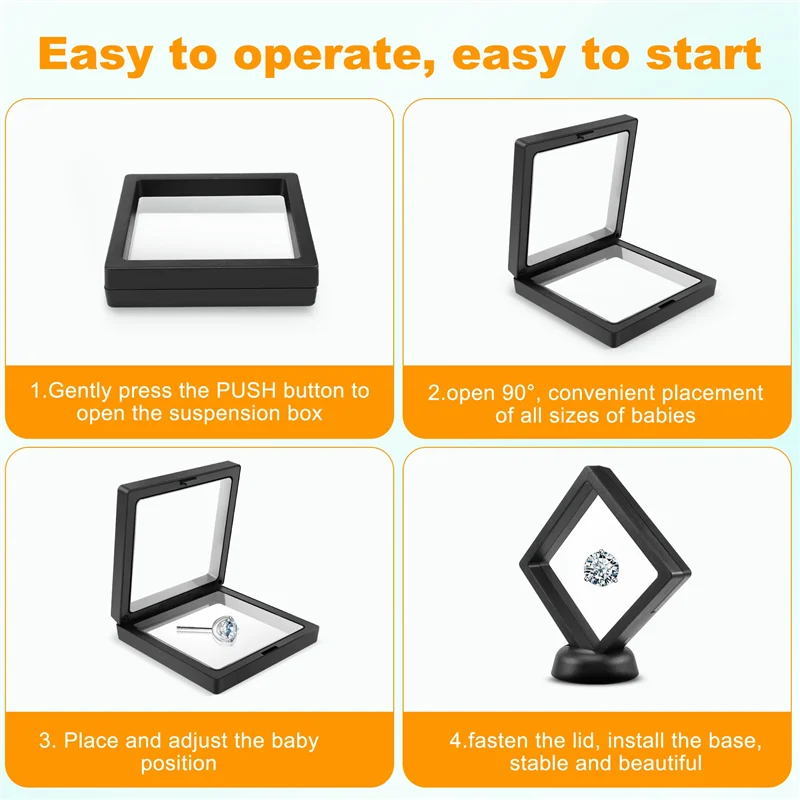 4 Pieces Of Challenge Coin Holder 3D Floating Frame With Bracket Anti-Tarnishing Jewelry Box Coin Display Cabinet-A57X