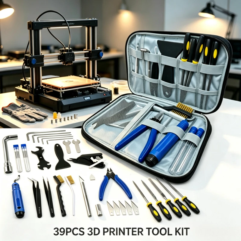39pcs 3D Printer Tool Kit Assembly Nozzle Cleaner Scraper File Brush Set 3D Printer Accessories for Cleaning Finishing Cutt