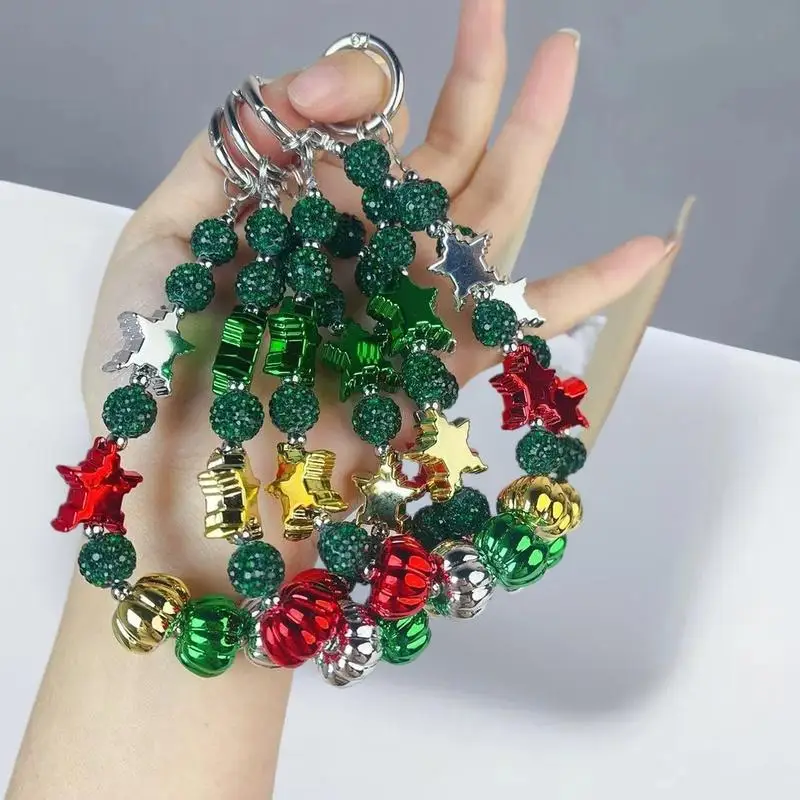 Christmas Atmosphere Keychain Pendant Fashionable And Simple Five-point Beaded Mobile Phone Accessories Decoration