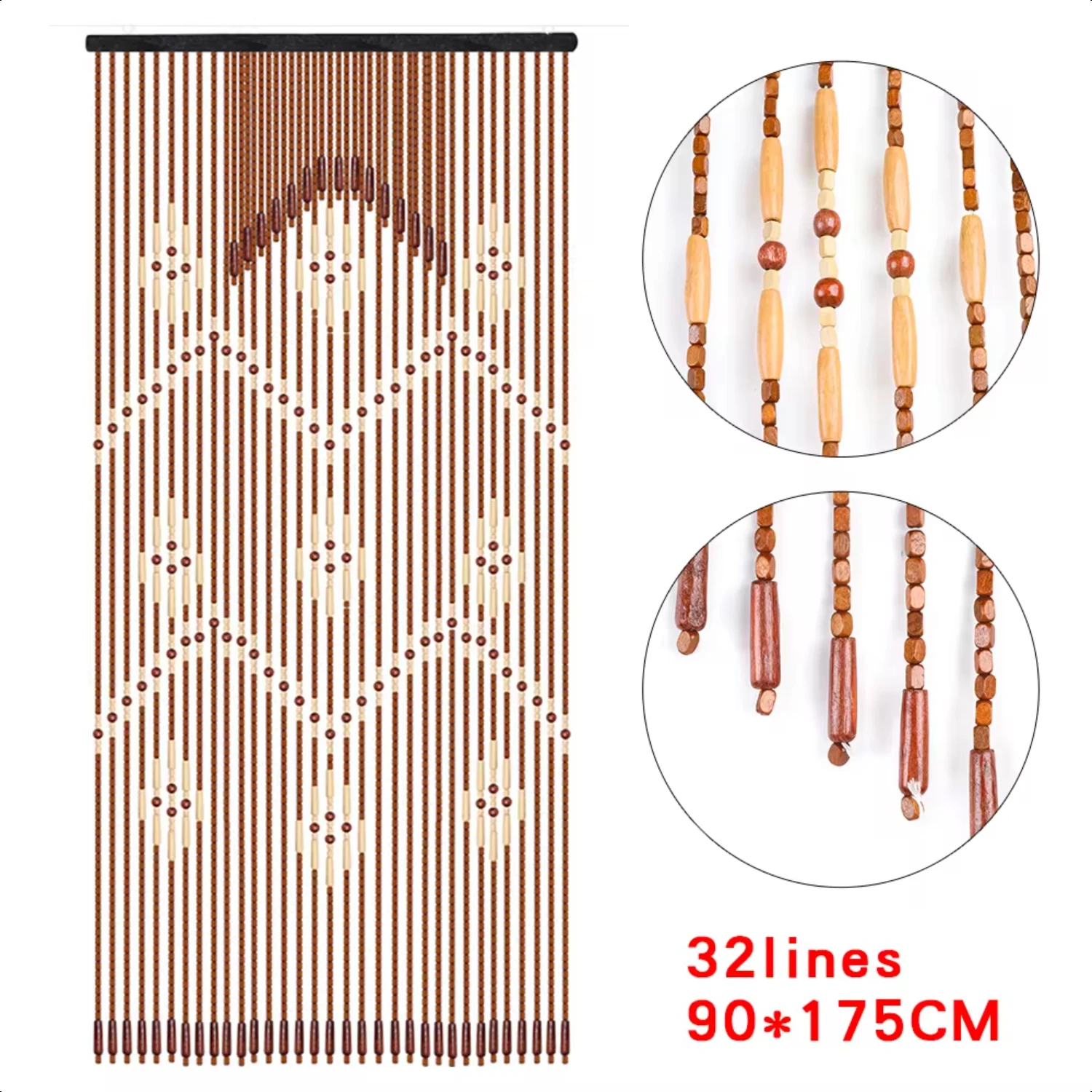 

Wooden Bead Curtain, Porch Partition Window Wooden Curtain Minimalist Design Doorway String Door Room Decor