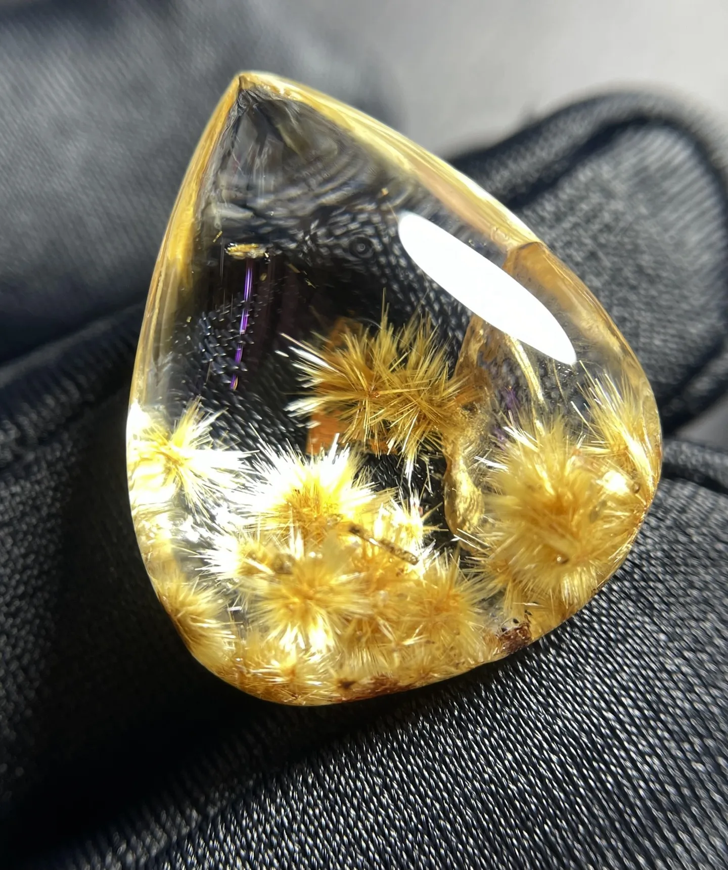 Natural Gold Rutilated Quartz Pendant Flower 21.7*18*9mm Water Drop Rutilated Quartz Jewelry Flower Men Women Brazil AAAAAAA