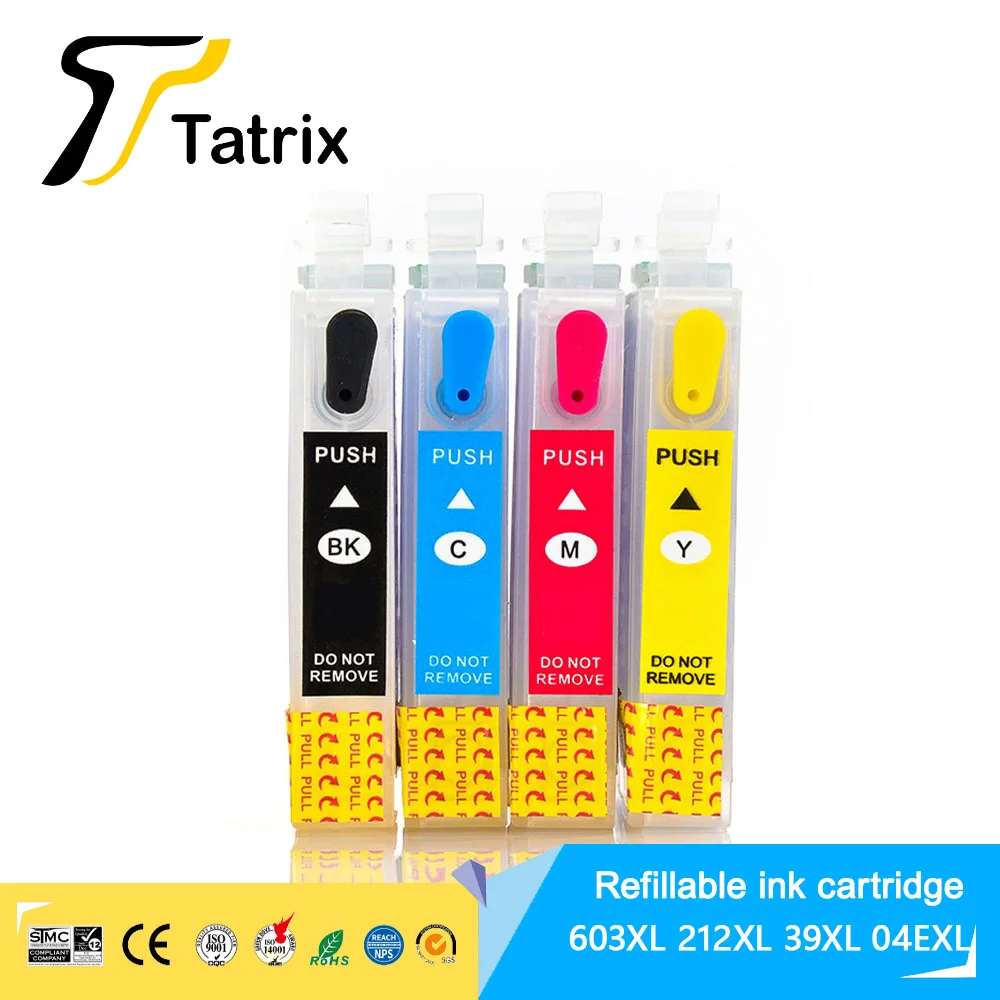 Tatrix For Epson T603XL 212XL 39XL 04E XL Refillable Ink Cartridge for Epson WF-2830 WF-2850 XP-2105  WF-2870 2810 XP-3150 4150