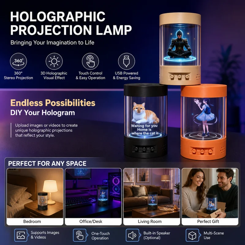 Ai Desktop Smart Holographic 3d Projection Cabin Interactive Chat Ai Robot Support Music Playback Smart Desk Toy Ornament Gift
