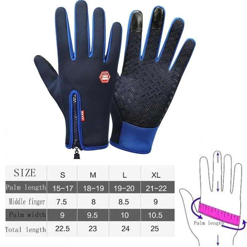 Touchscreen Fleece Warm Gloves Outdoor Cycling Driving Waterproof Cold Gloves Windproof Non Slip Womens Men Winter Ski Glove