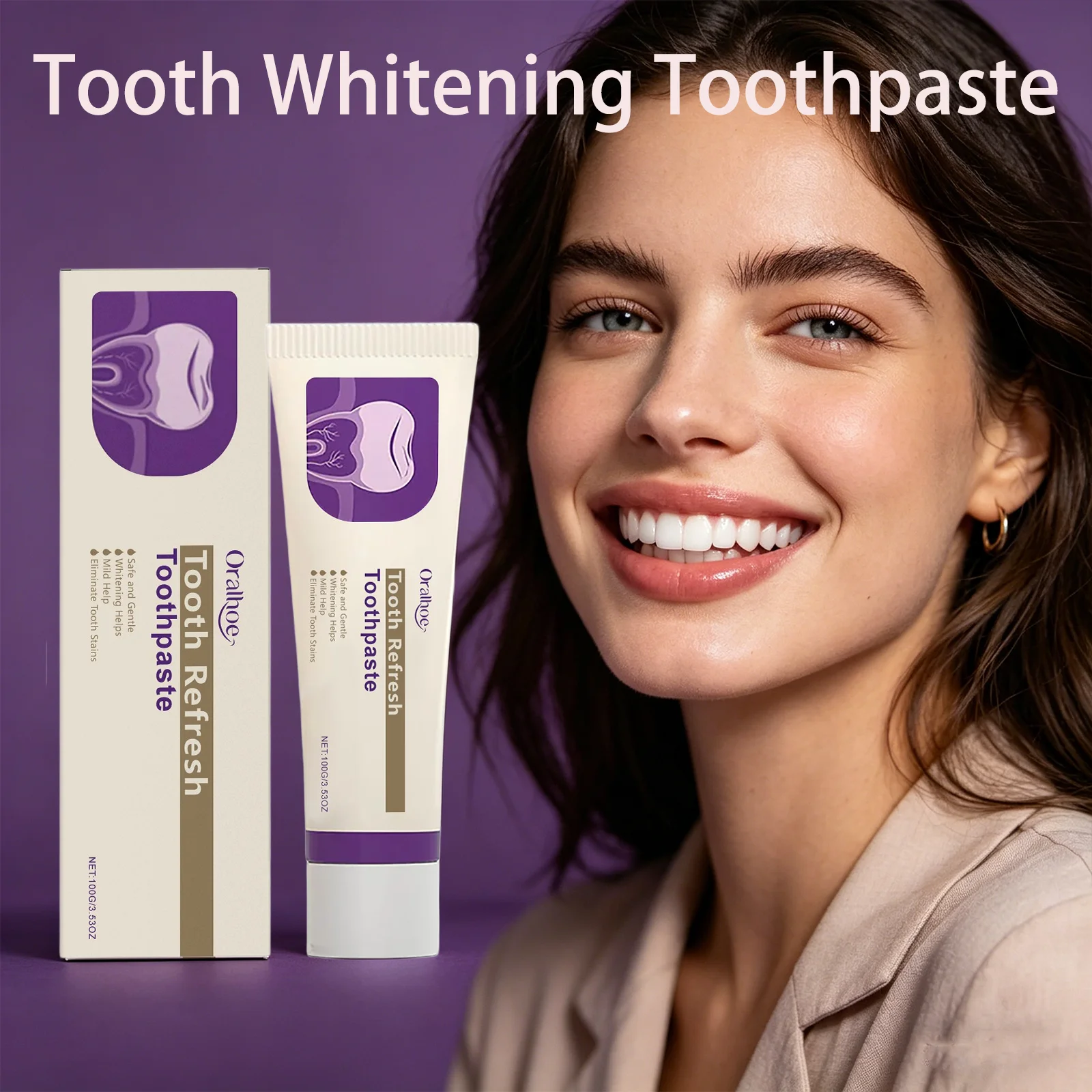 100G Tooth Whitening Toothpaste Clean Teeth Remove Tartar Coffee Stain Brighten Teeth Inhibit Bad Breath Oral Hygiene Care