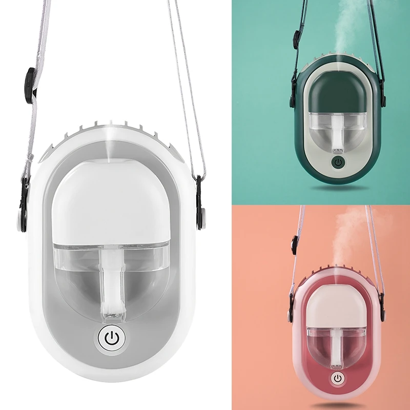 휴대용 걸이식 목 선풍기, USB 충전식 선풍기 미니 선풍기 클립, 허리 에어 쿨러, 가습기 냉각, 핸즈프리