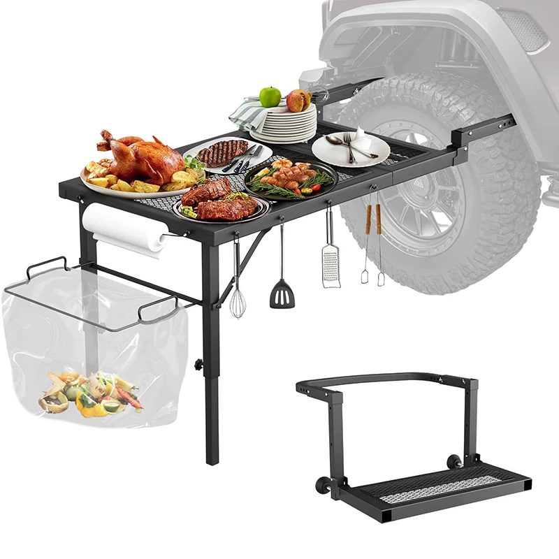 

Factory Custom Folding Adjustable Truck SUV Vehicle Tire Mounted Garden Picnic Backyard Beach Camping Outdoor Car Wheel Tables