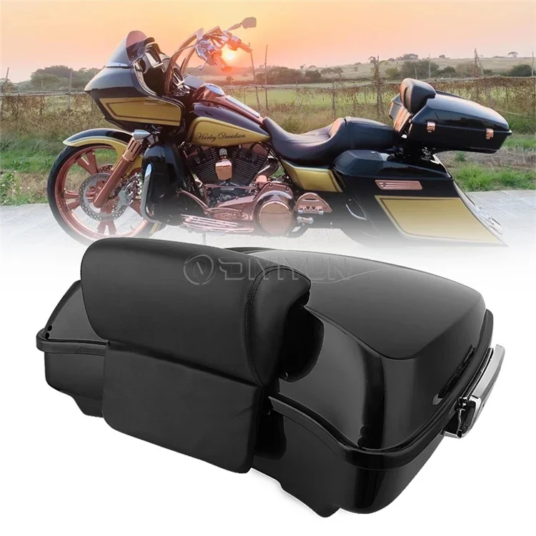 Motorcycle Razor Tour Pak Top Tail Boxes Trunk with Backrest Locks for Harley Touring Street Electra Road King CVO 2014-2019