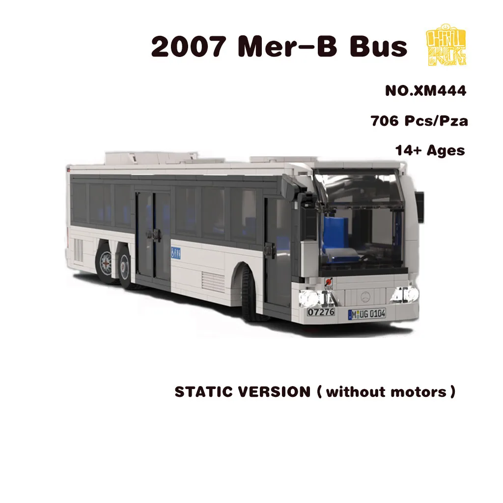 

XM444 2007 Mer-B Bus Model With PDF Drawings Building Blocks Bricks Kids DIY Toys Birthday Christmas Gifts