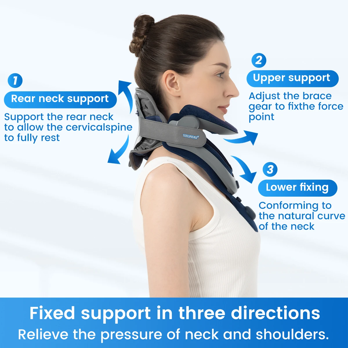 VELPEAU Cervical Neck Traction Device Inflatable for Posture Correct and Neck Strain Adjustable Neck Stretcher for Men & Women