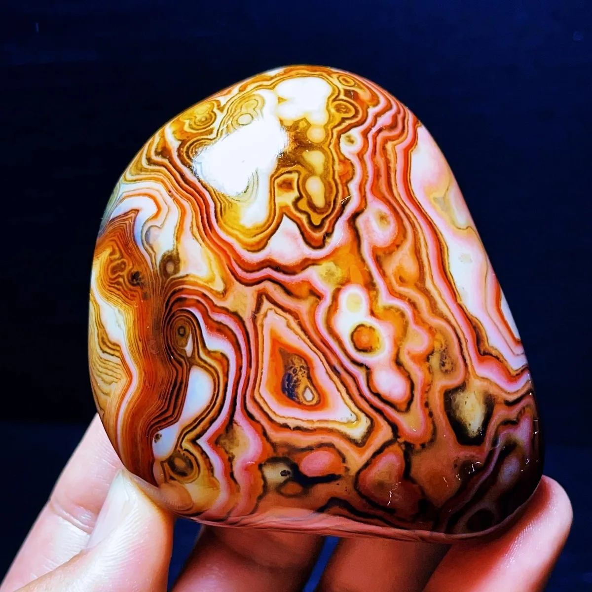 4PC Natural Banded Agate Mountain Gem, Polished Tumbled, Loose Gemstone, Collector Gift, Crystal Collection, Table Display