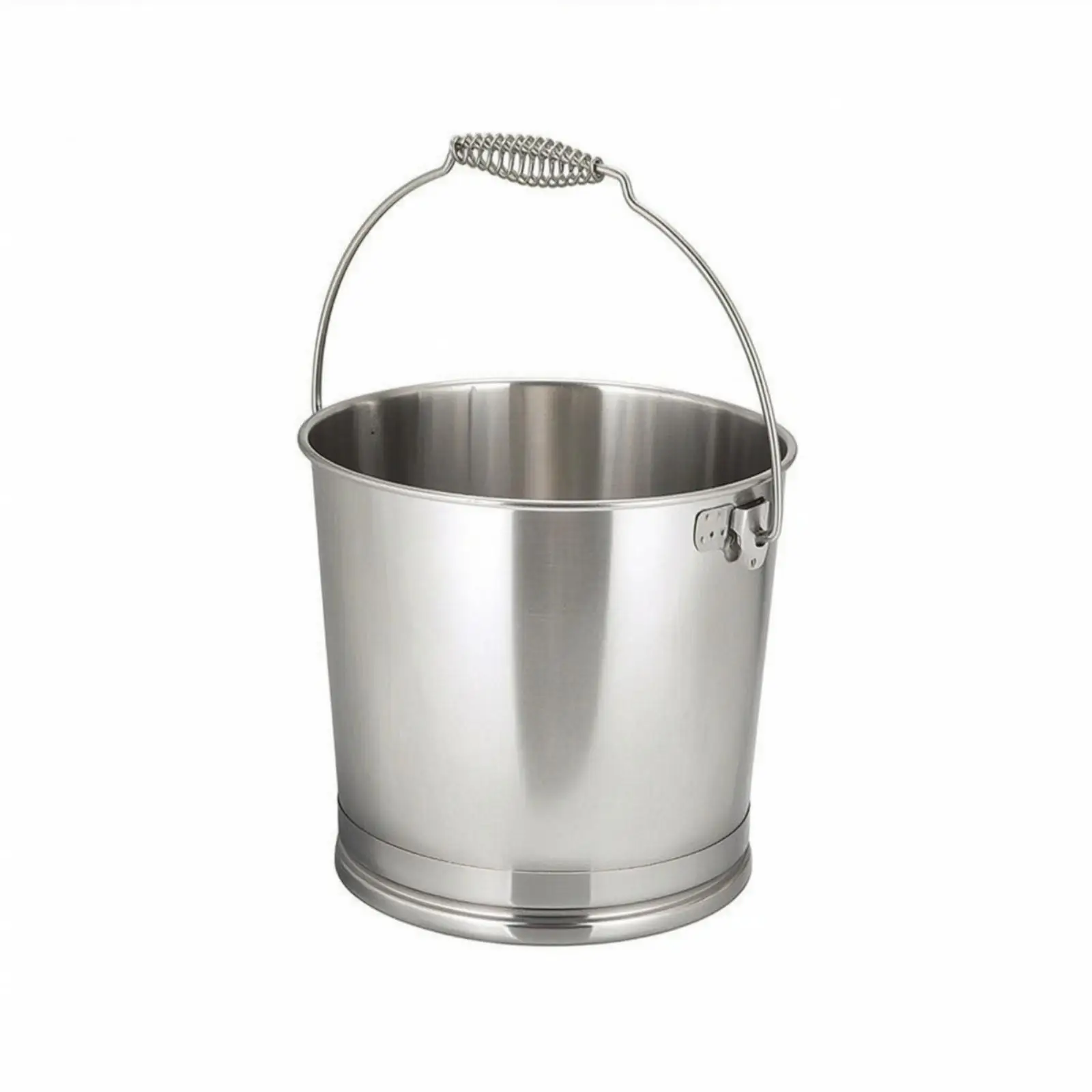 Spring Handle Stainless Steel Bucket Rust Resistant Open Rim Pail for General Cleaning Car Washing Garden Watering Tasks