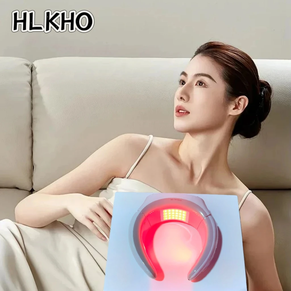 New Technology Neck Phototherapy Device Red Blue Light 650nm 470nm Heat Wireless Massager Improve Blood Circulation Acupoint