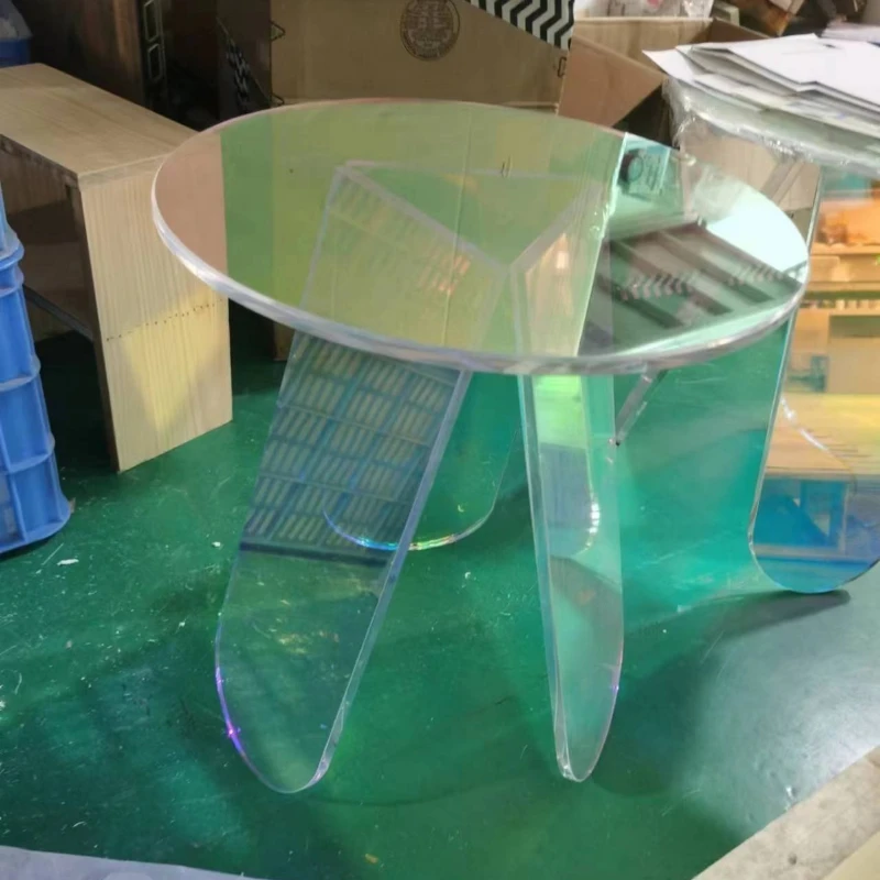 

Colorful acrylic coffee table Internet celebrity rainbow edge reception room hall Nordic furniture plexiglass small round