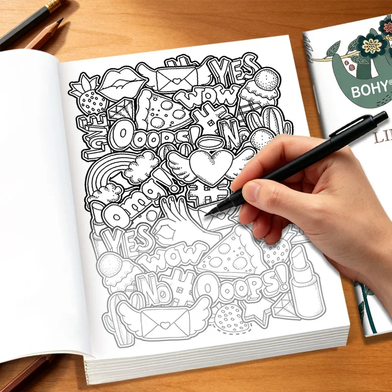 1 Adult Brain Inspired Graffiti Healing Coloring Album 22 Pages, Include Desserts and Flowers/amusement Parks/dense Fun Monsters