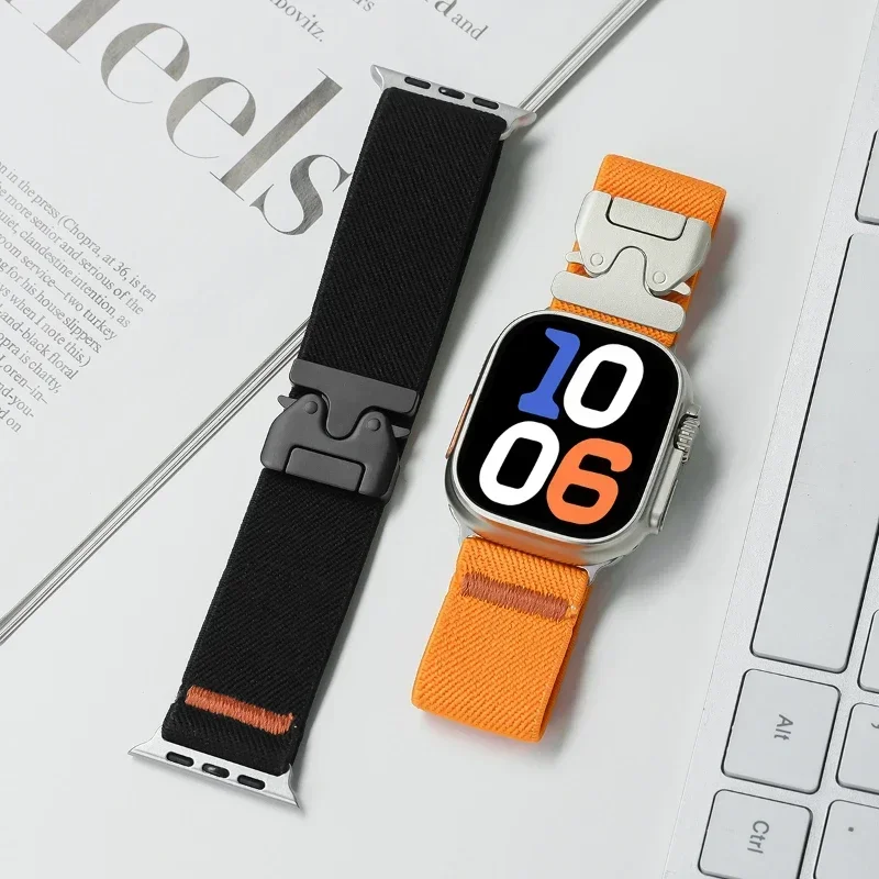 Armband mit Fallschirmriemen für Apple Watch Ultra 2, 49 mm, 45 mm, 46 mm, 44 mm, 42 mm, 40 mm, 41 mm, Armband für iWatch Series 10, 9, 8, 7, 6, 3, SE. – Detail 12