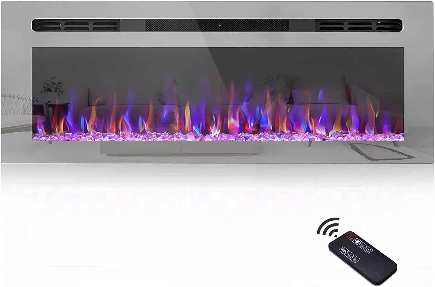 50 Inch  127CM Electric Fireplace Black Customized Modern Wall Mounted Fireplace Simplex Electric Fireplace