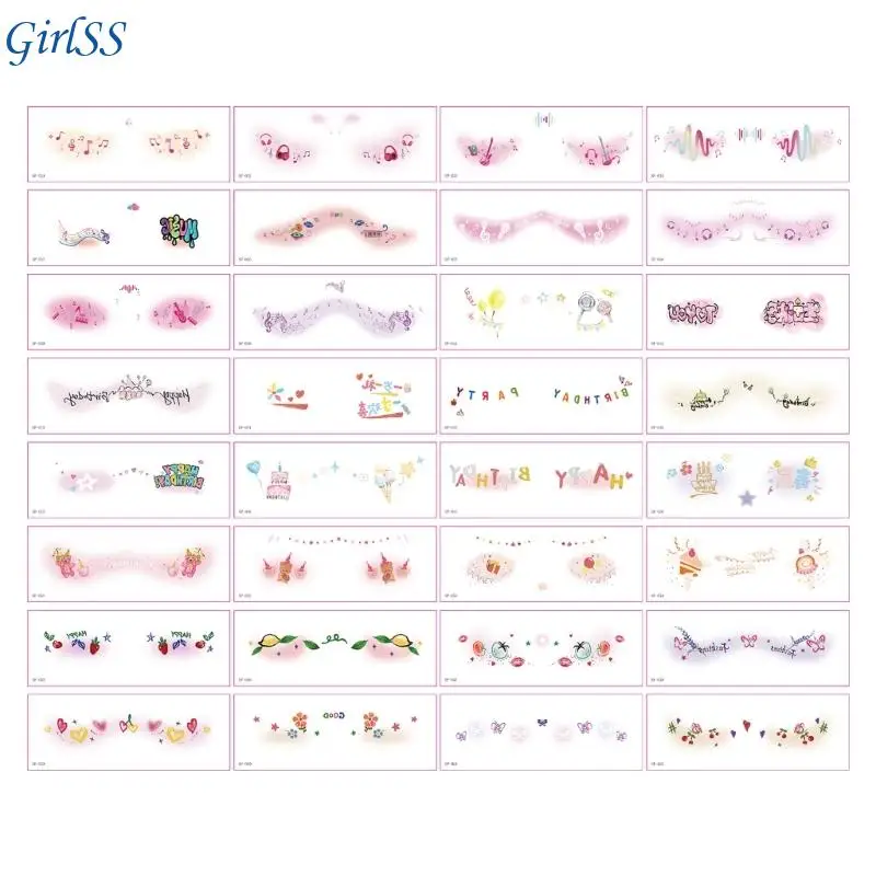 ملصقات وشم الوجه المؤقتة لمكياج الوجه لمكياج مهرجان الموسيقى T4MB