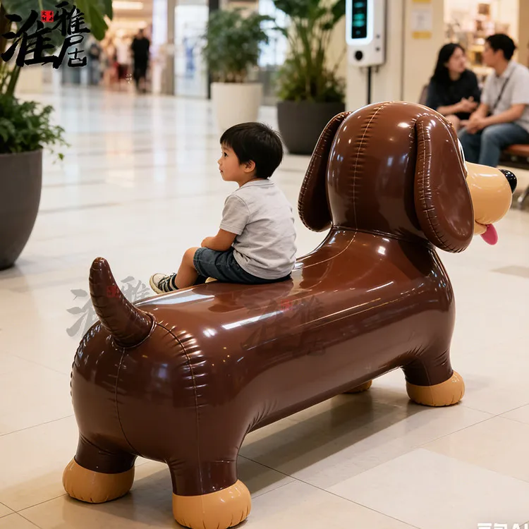 Cartoon Fiberglass Cute Puppy Shape Strip Chair Creative Animal Seat Public Chair Commercial Beauty Decoration Chair