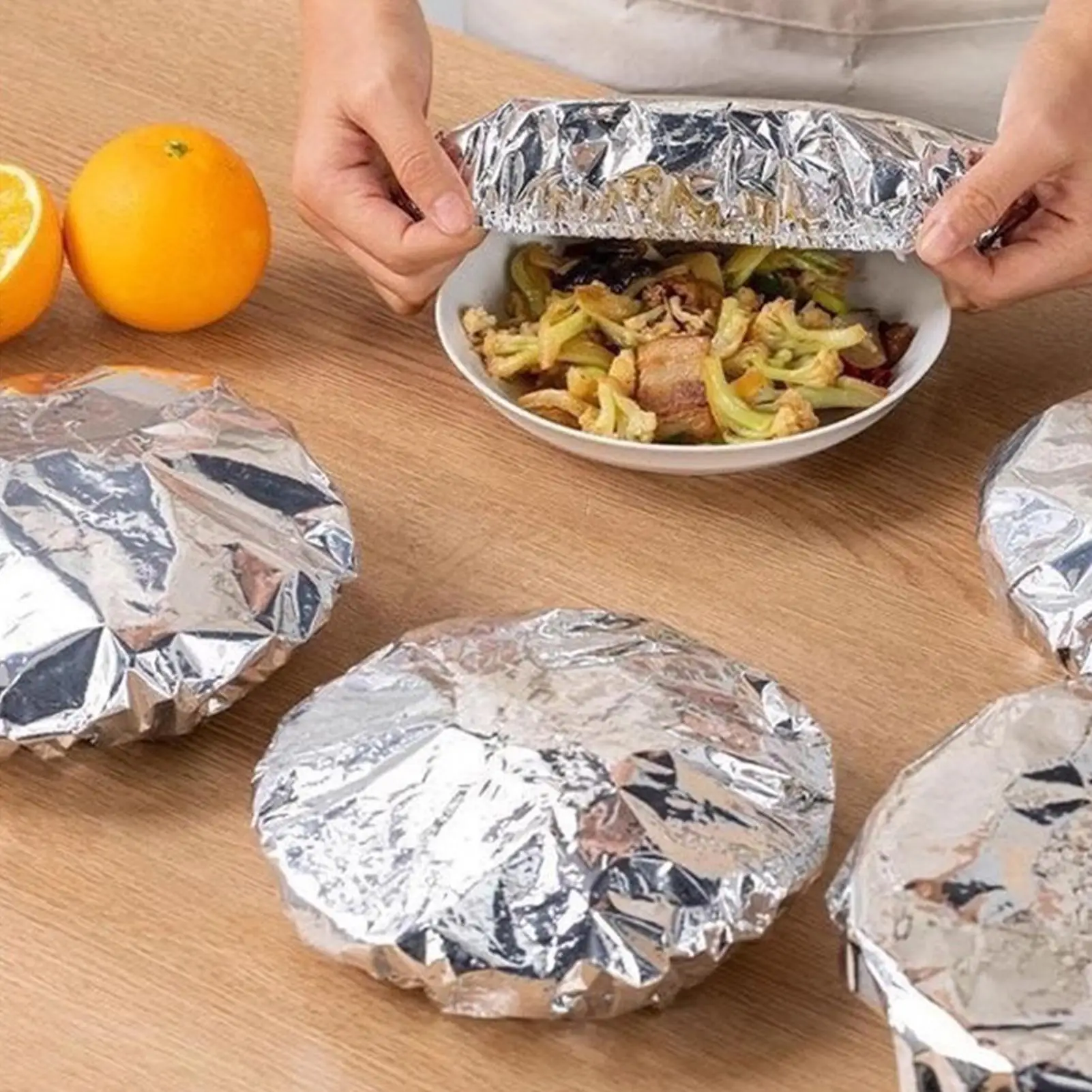 30 Pack Aluminum Foil Insulation Covers Reusable Stretch Elastic Food Bowl Wraps Heat Resistant Dust Proof Retaining Lids