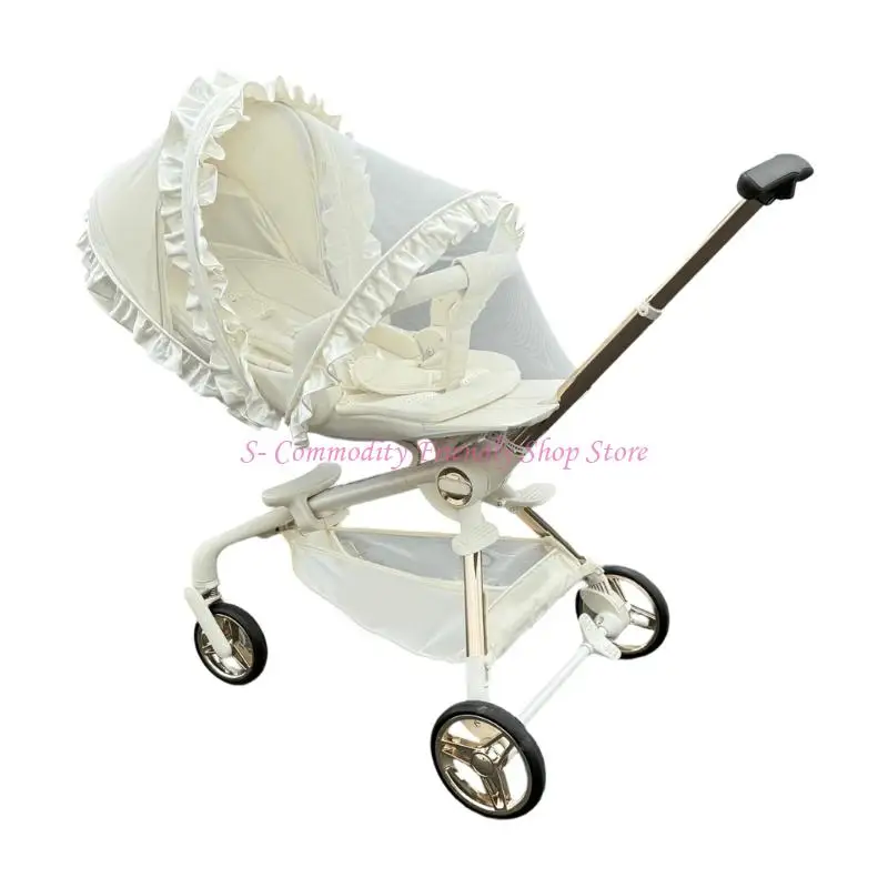

85AE Baby Pram Protective Netting Lace Accented Quick Released Design User Friendly