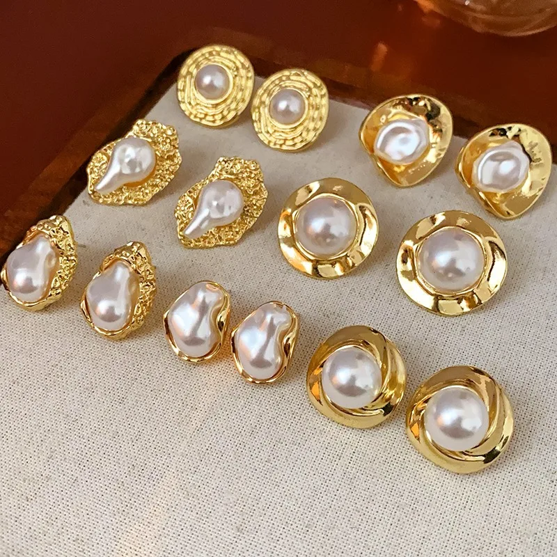 2024 New Vintage Earring Imitated Pearl Jewelry Trendy Irregular Earrings for Women Korean Fashion Jewelry Weeding  Earring