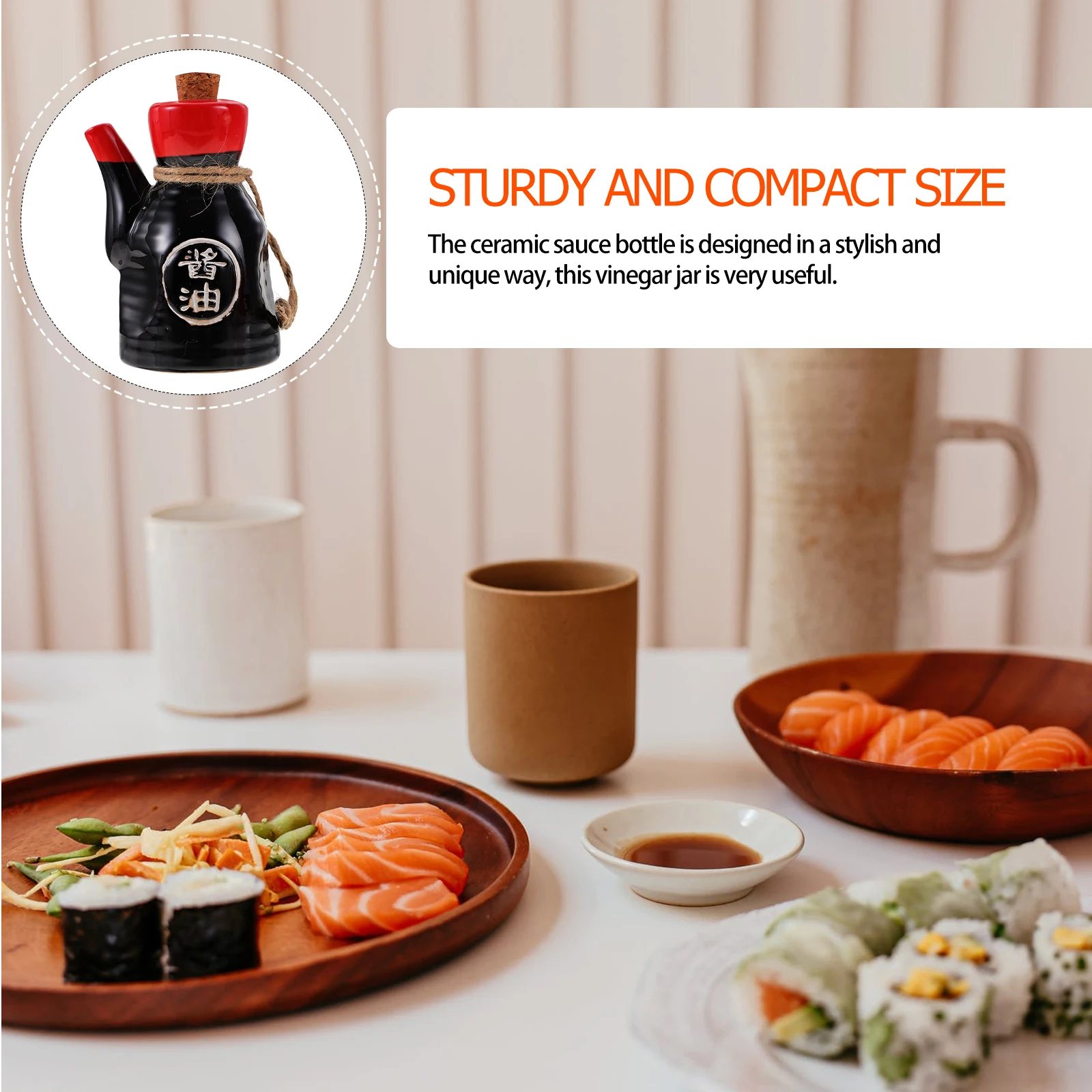 

Soy Sauce Pot Vinegar Ceramic Bottle Japanese Dispenser Kitchen Supplies Condiment Holder Premium Material Keep Fresh