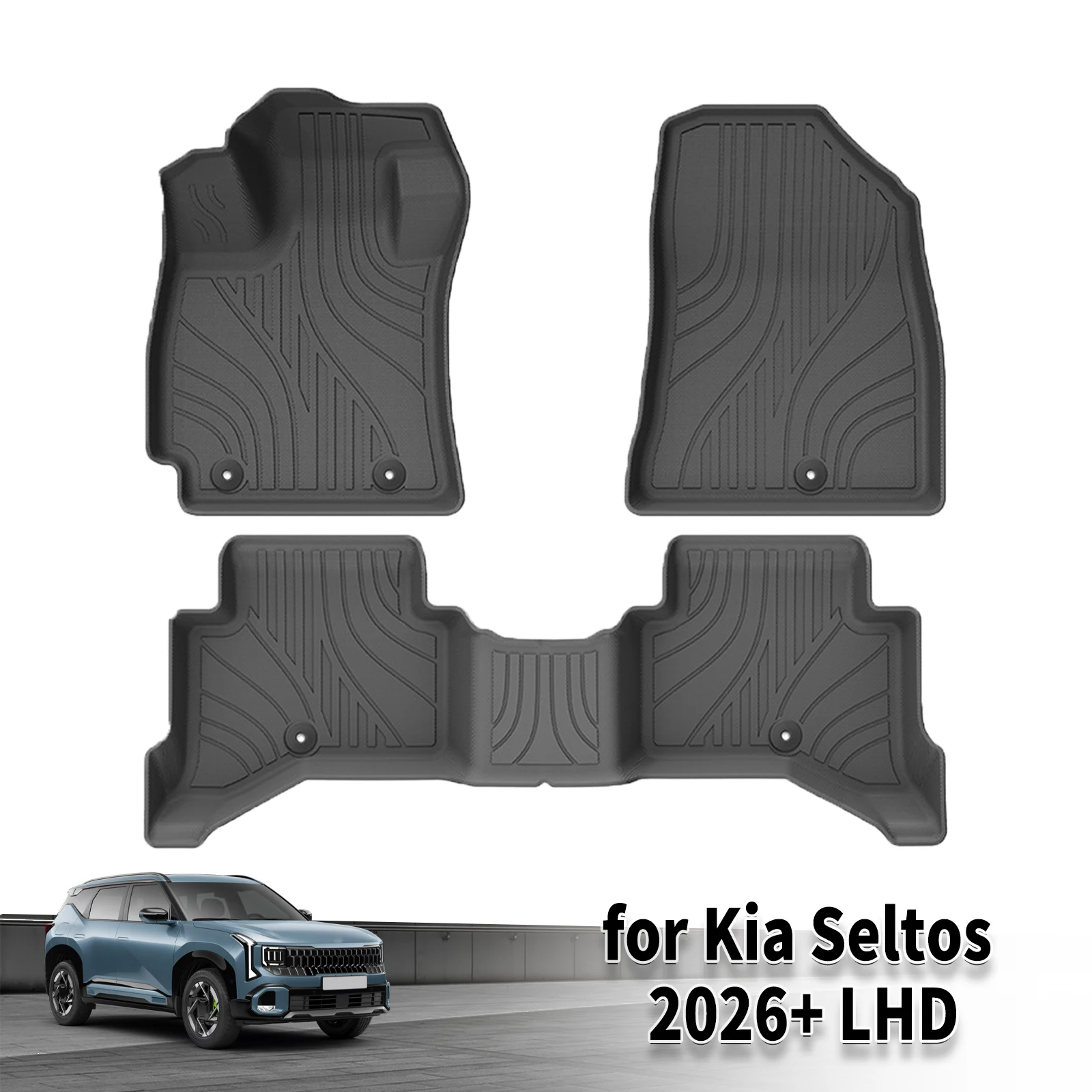 for Kia Seltos 2026 2027 LHD Hybrid (Korean Version)  TPE Car Floor Mats 3D Laser Scanning Perfect Fit Odorless Accessories