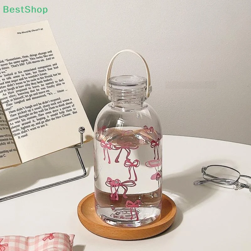 500ml Simple Water Cup Bow Large Capacity Cup Portable Coffee Bubble Milk Tea Water Cup Bottle