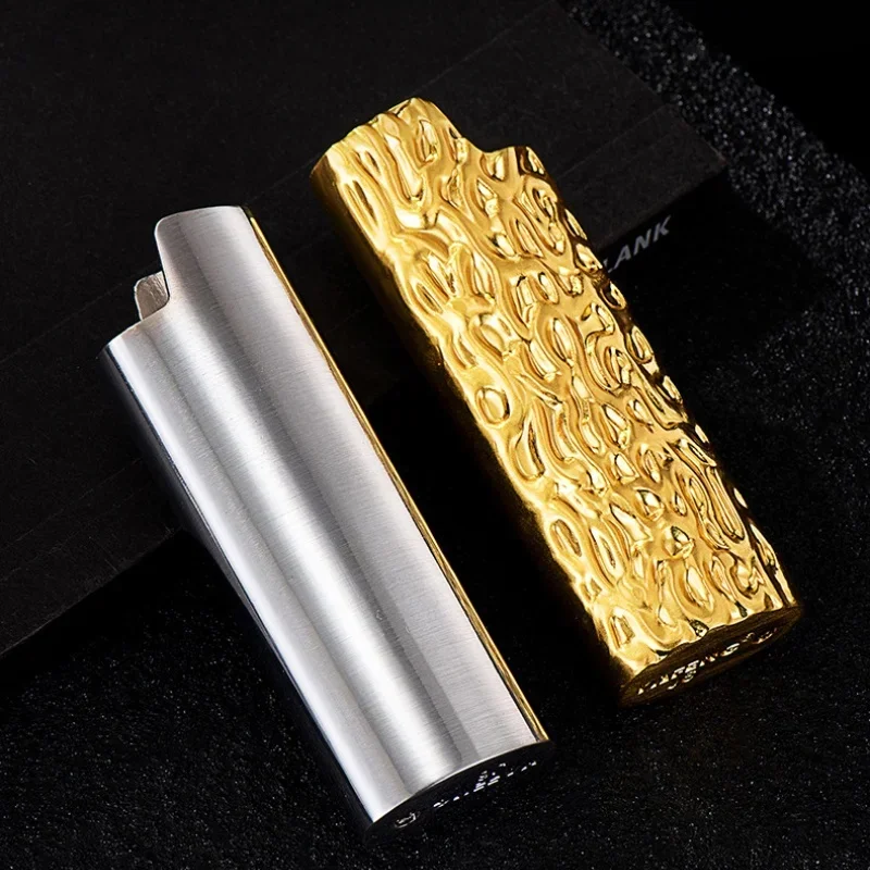 Texture Patterned Large Metal J6 Lighter BIC Shell Case for Men\'s Gift Lighter Accessories Tools