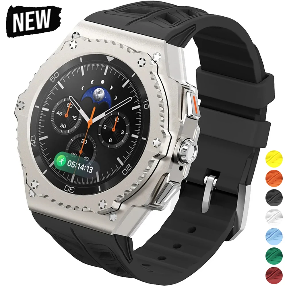 Luxury Modification Kit For Samsung Watch 8 44mm Metal Case Rubber Band For Samsung Watch 8 Classic 46mm Refit Kit Accessories