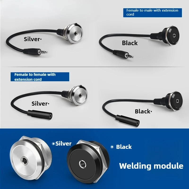 Metal Circular 3.5-Inch Audio Socket Dual-Audio Headphone Accessory, Solder-Free C-Type 3.5-Inch Headphone Soldering Module
