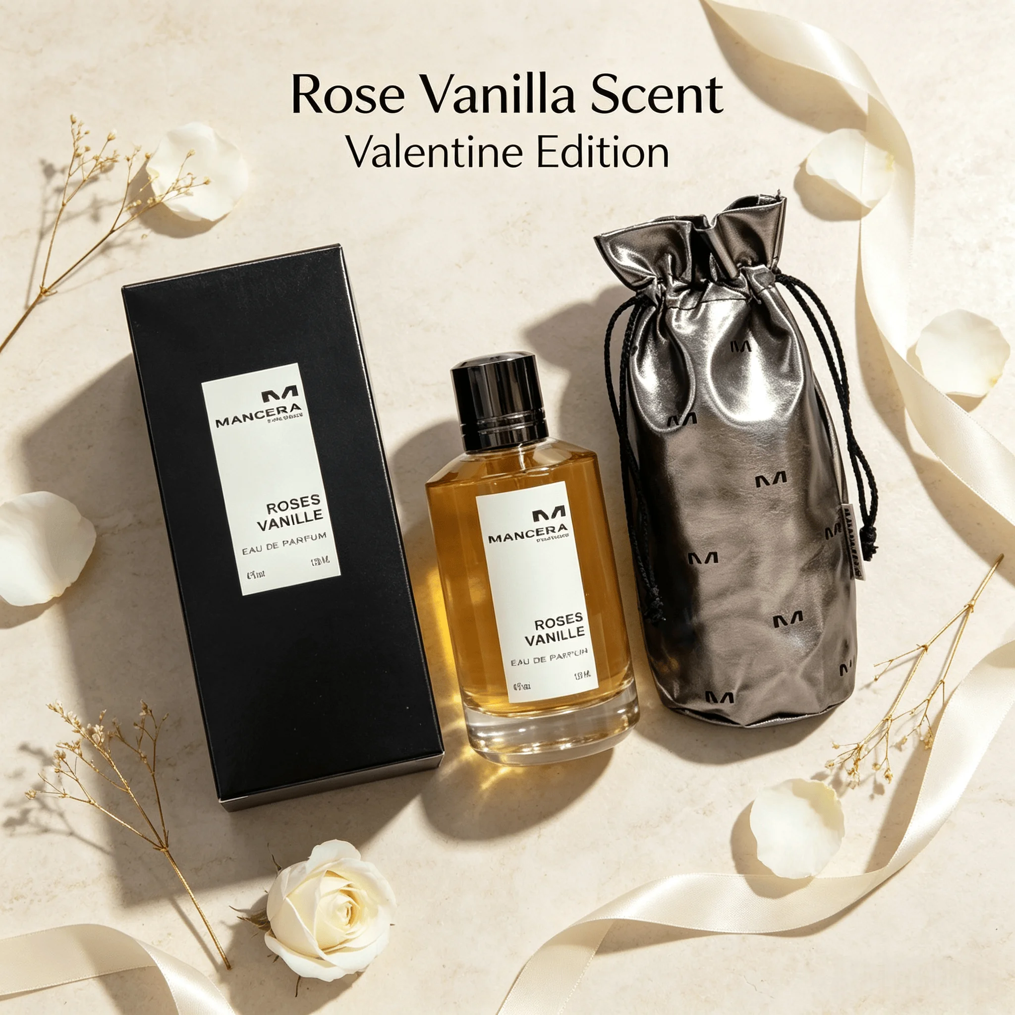 Mancera Roses Vanille 120ml Eau de Parfum Contains vanilla, white musk, patchouli, gentle and mature creamy rose fragrance, long-lasting fragrance, suitable for dinners, dates, commuting, gift box packaging suitable for anniversaries and birthdays view 6