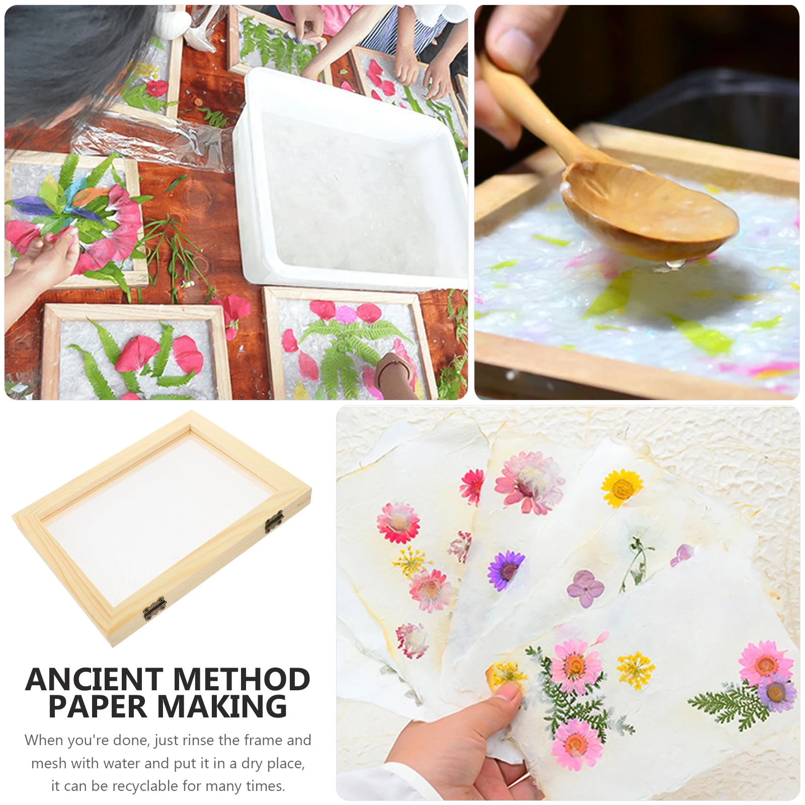 Paper Sieve Multi-size Paperplates Making Mould Frame DIY Paperplatesmaking Paperplates Making Screen Learning Wood