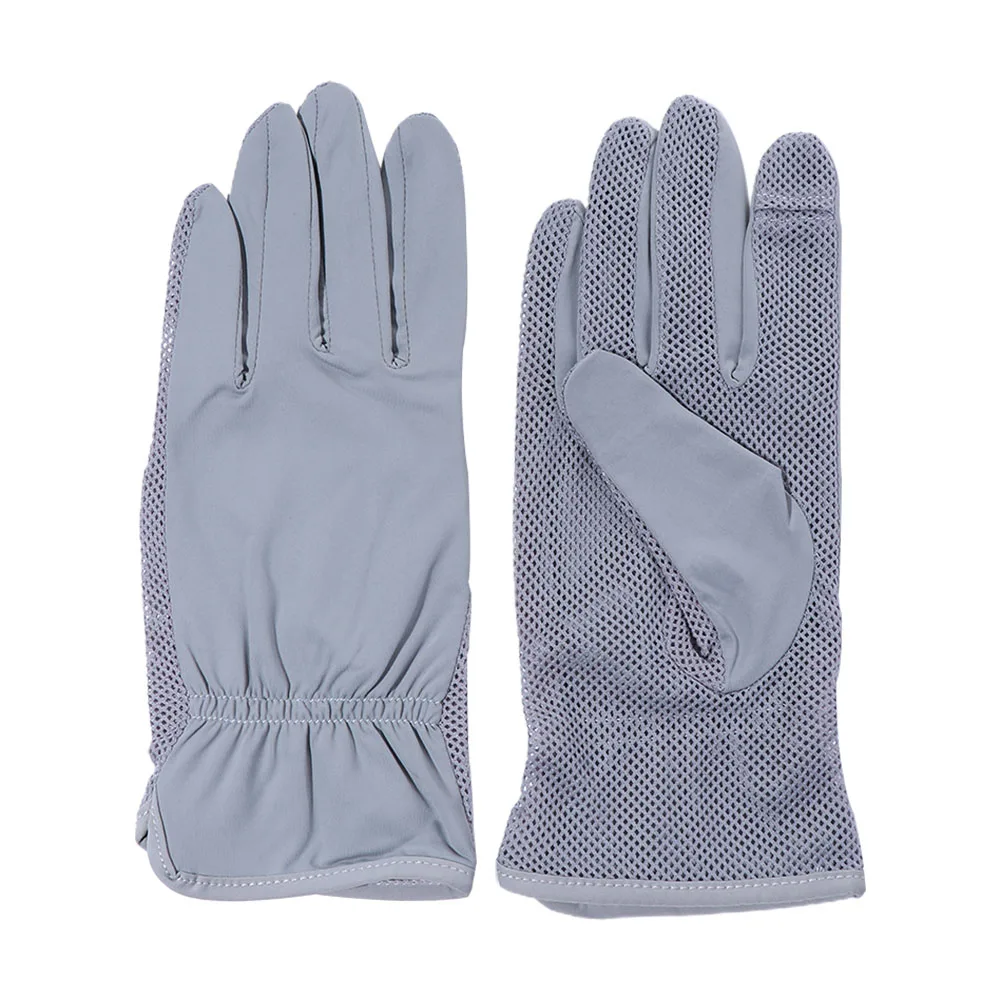 

Thin Women Ice Silk UPF 50+ Summer Breathable Sunscreen Gloves Mittens Touch Screen Driving Gloves