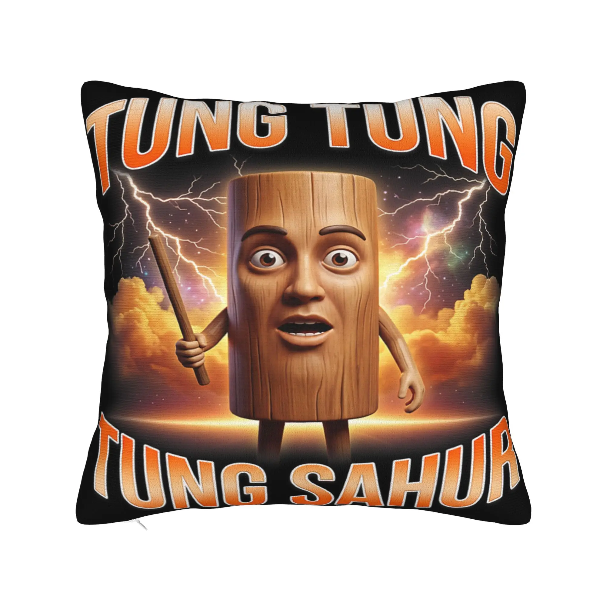 Pillow Case Tung Sahur Funny Viral Internet Meme Joke Design  Pillow Cover For Sofa Car Home Decor Funny Pillowcases
