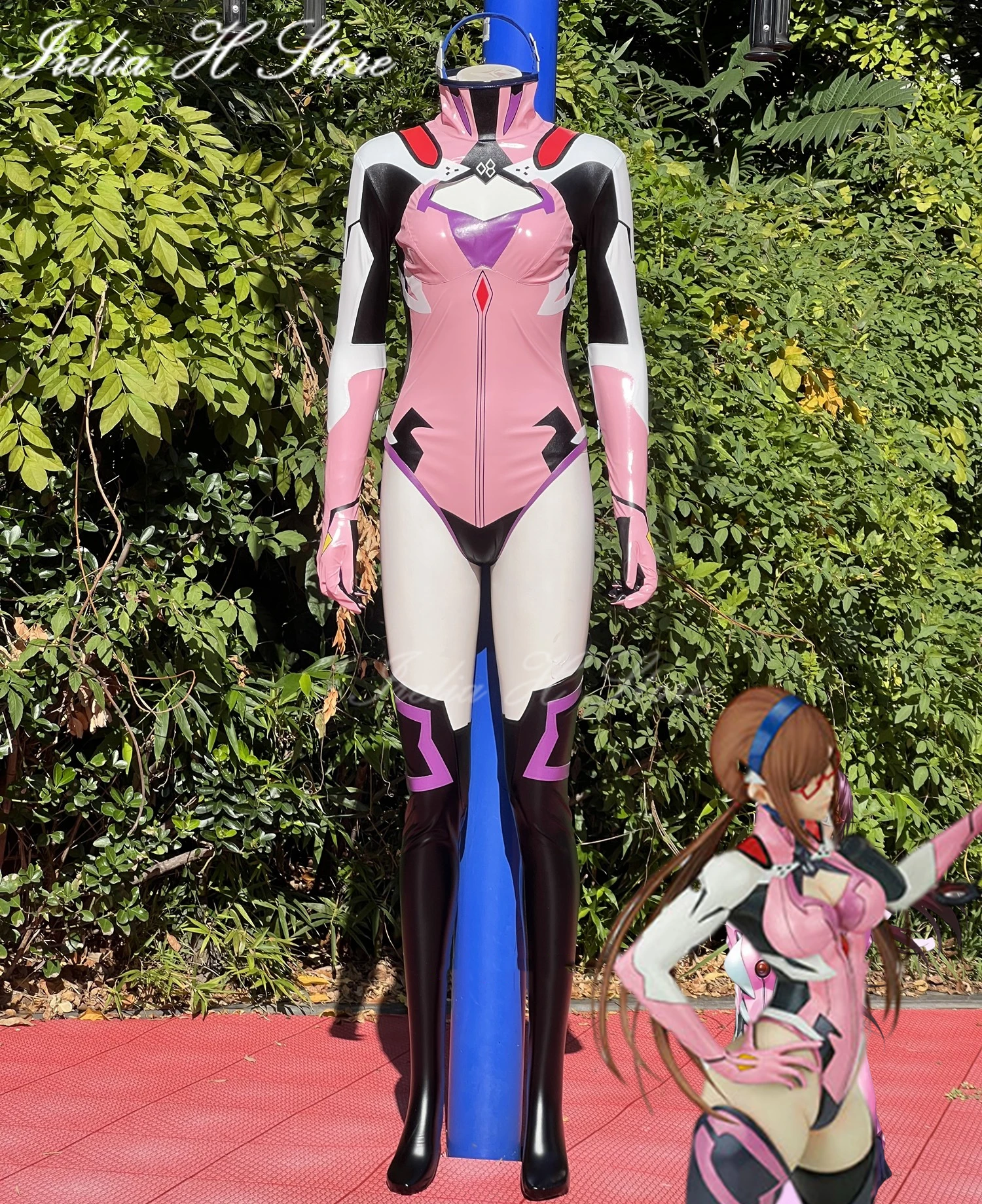 Irelia H Customized Mari Makinami Illustrious Cosplay Costume leather jumpsuit Driving suit combat suit Anime