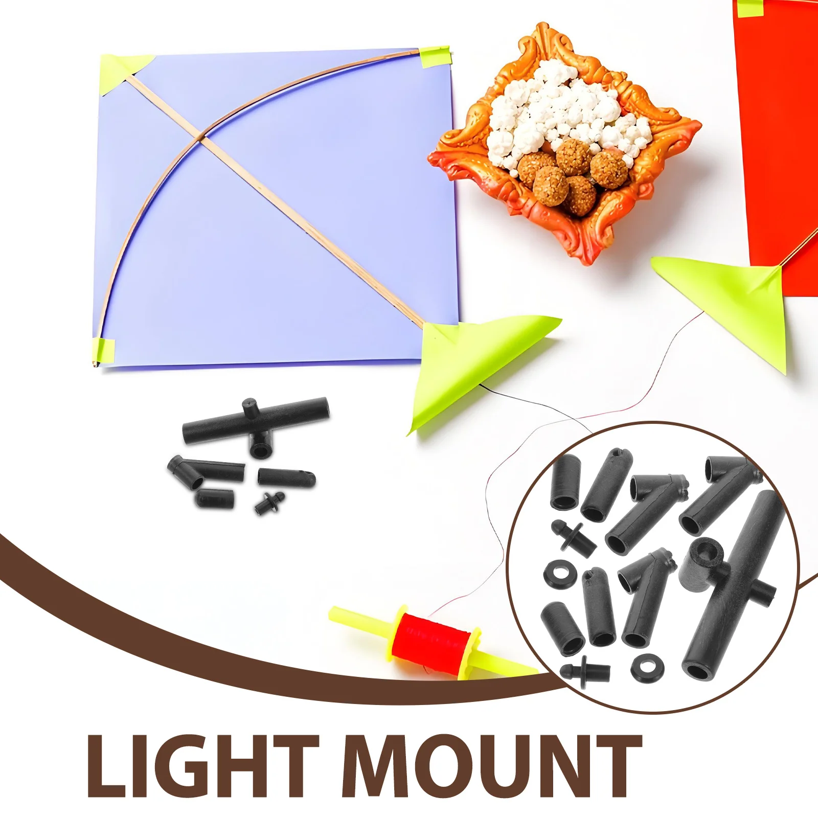 Conjunto de conectores de quadro de kite, 9 peças, plástico, durável, reparo, substituição para diy, crianças, montagem de pipas, praia, parque, uso ao ar livre, kite