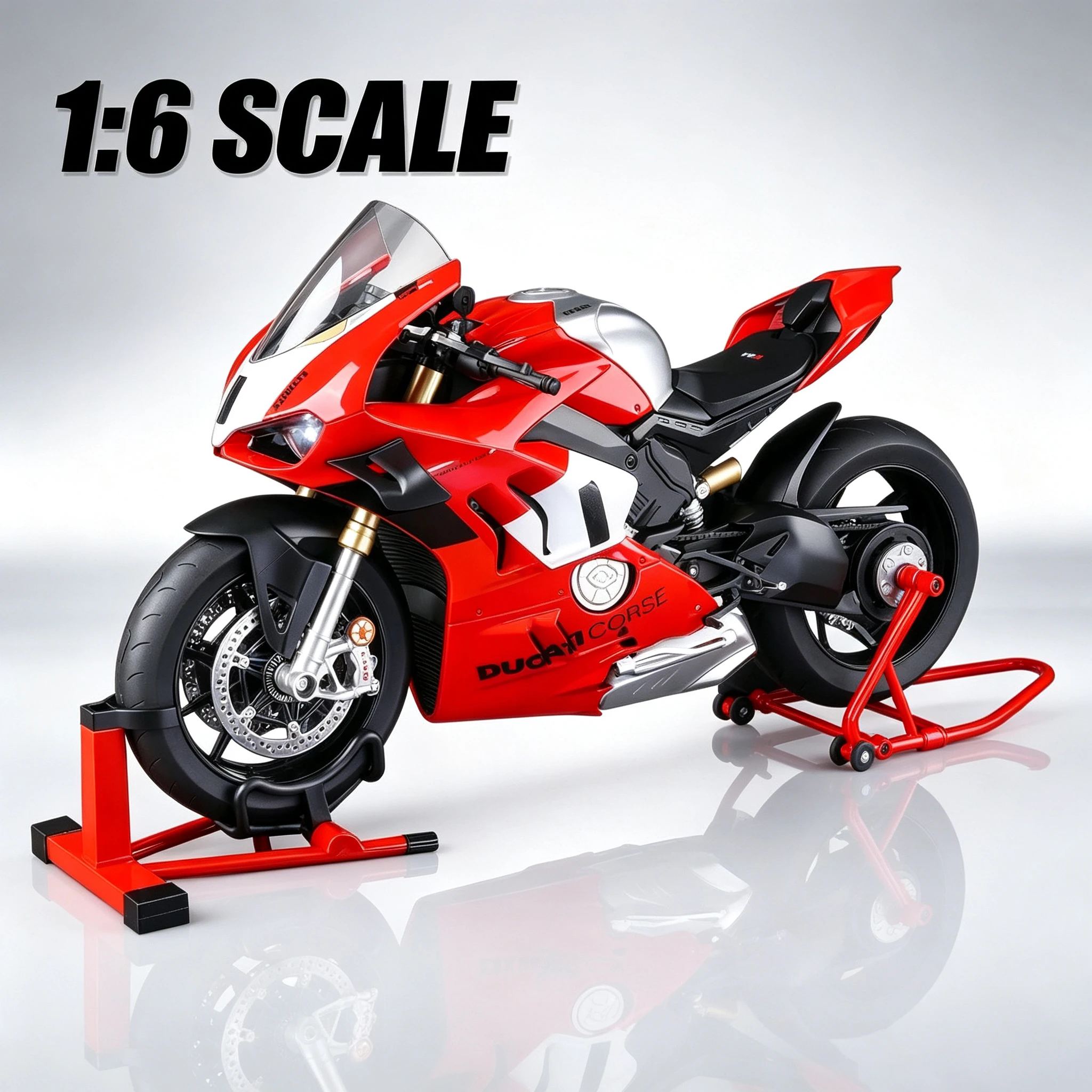 1:6 Scale Ducati V4R Alloy Motorcycle Model Large Display Decoration with Ignition Start And Smoke Effect for Collectors