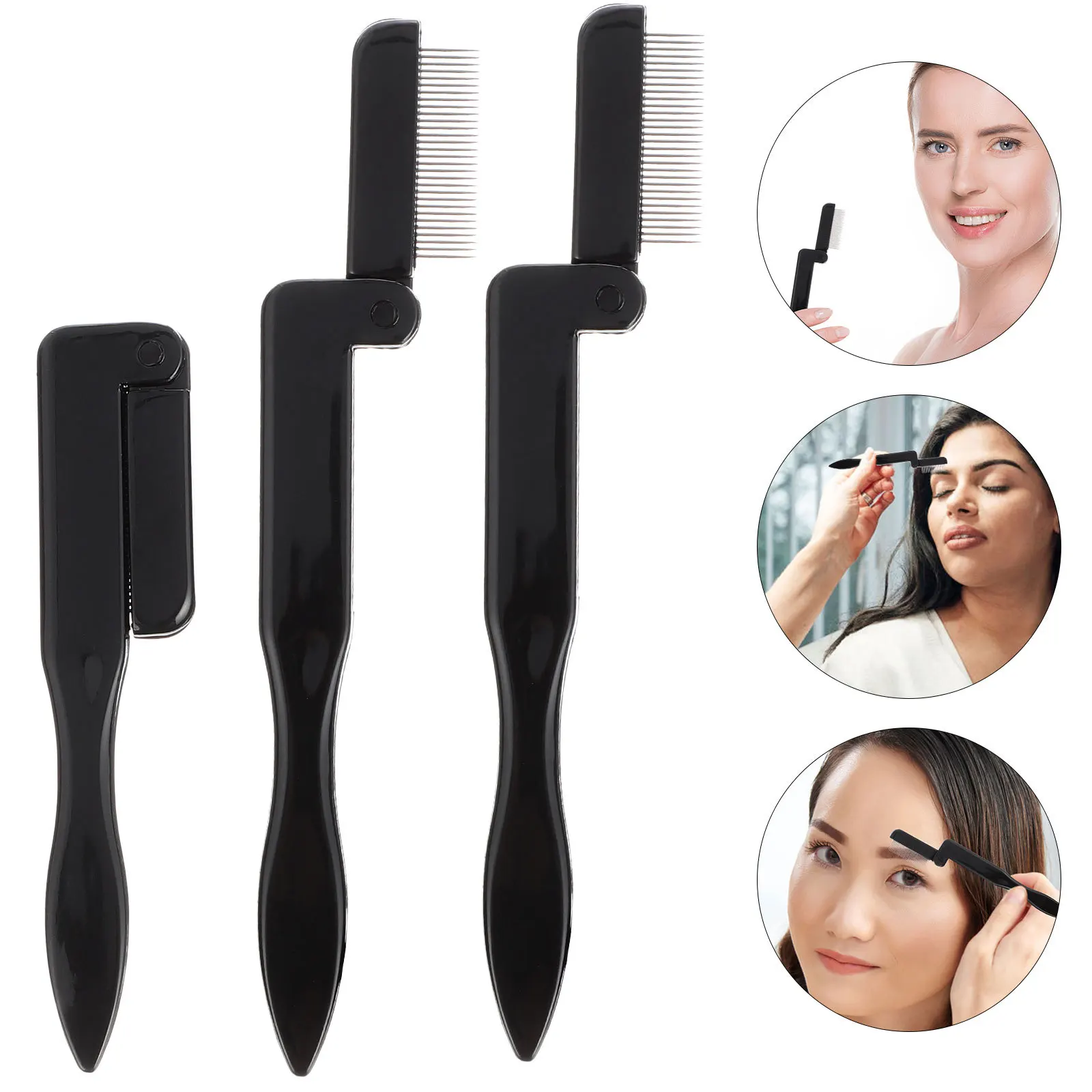 3 قطعة مشط رمش طوي تصميم منحني سهل الحمل مقبض السلس الإنزلاق لماسكارا الحاجب الاستمالة فرشاة ماكياج أداة #4