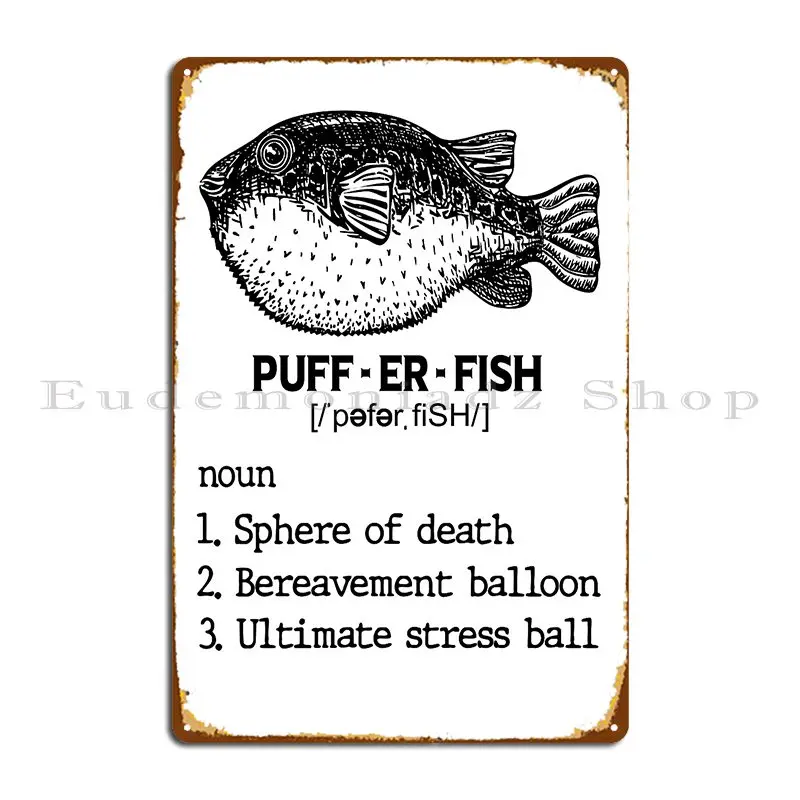 Puffer Fish Metal Plaque Painting Garage Bar Cave Pub Create Tin Sign Poster