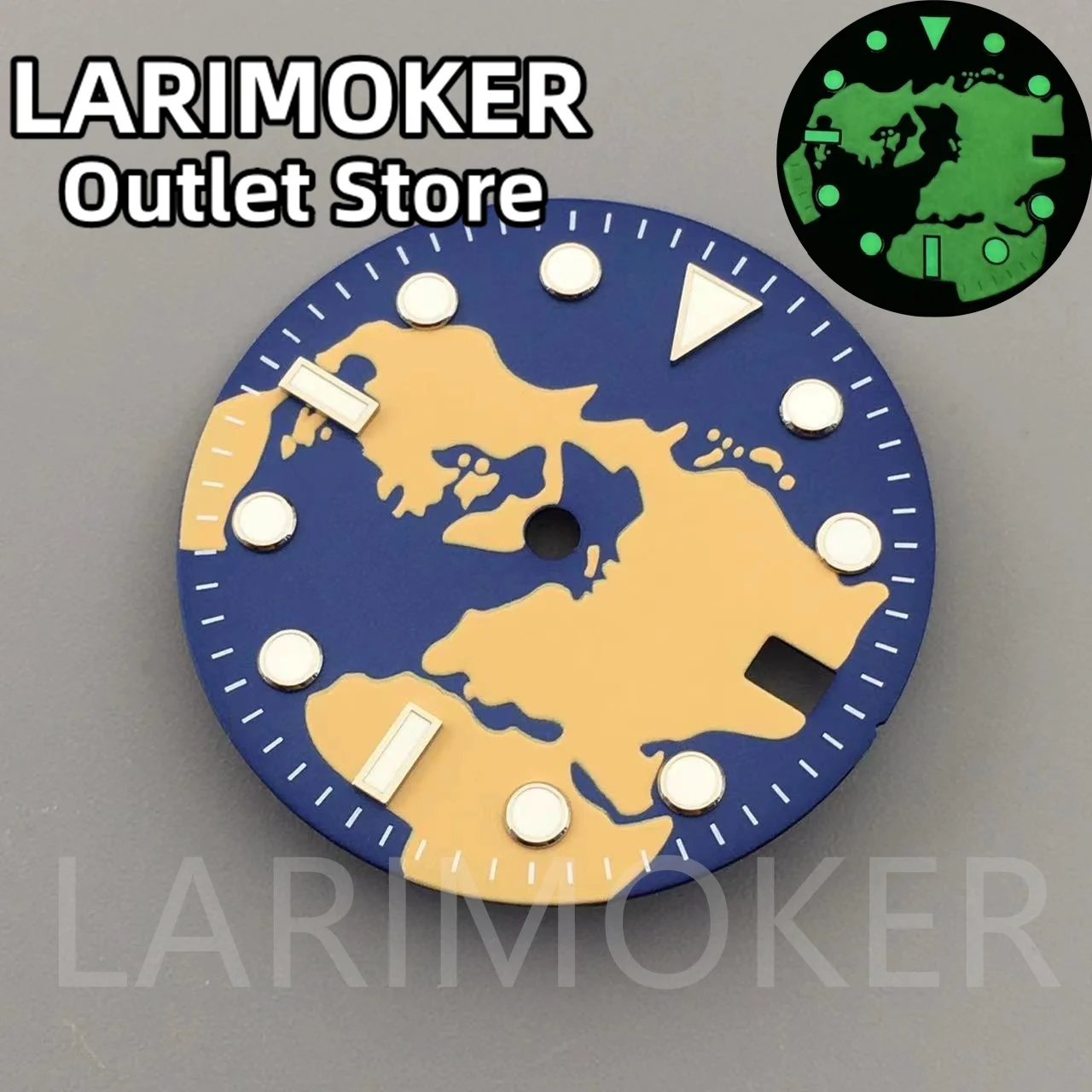LARIMOKER 29mm High Quality Blue and Black Dial Green Luminous Suitable For NH35 Movement Watch Accessories Replacement Dial