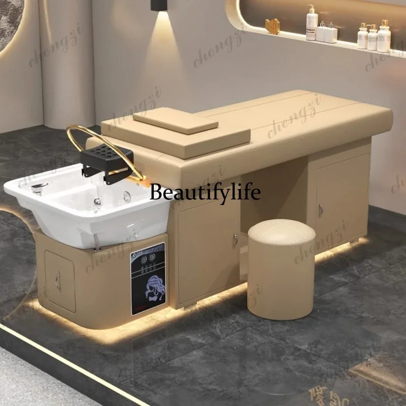 PPP  Barber Shop Sink Shampoo Chairs Lounge Bed Beauty Luxury Shampoo Chairs Bed PU Leather Furniture Chaise Pour Shampooing