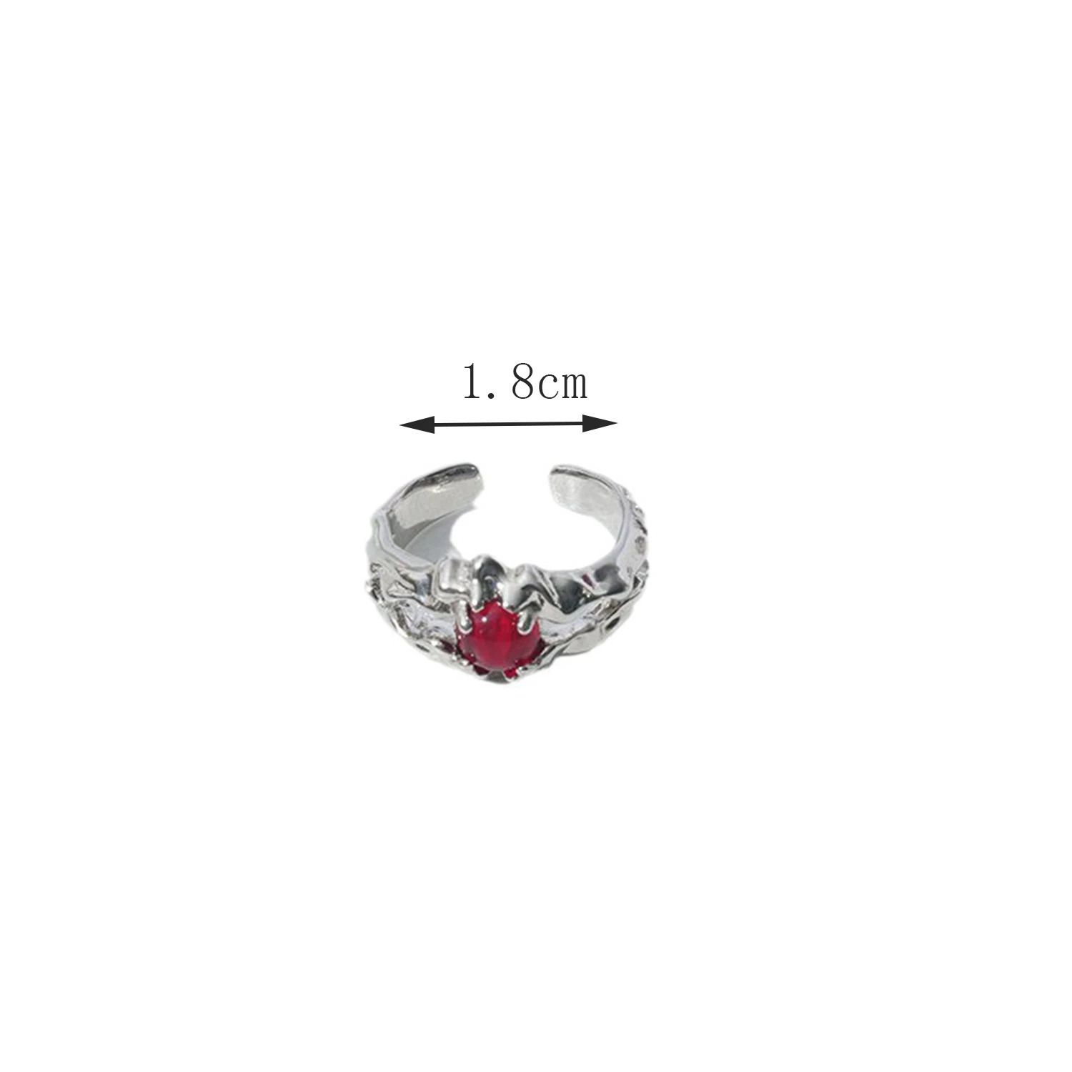 Irregular Stone Rings Y2K Aesthetic Crystal Red Stone Ring For Women Egirl Vintage Punk Flower Bud Open Ring Jewelry Accessories