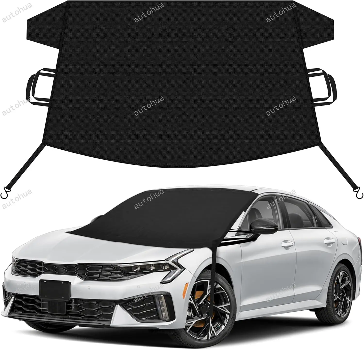 

Car Snow Cover for Kia Forte Windshield Cover for Ice Snow with Heavy-Duty 600D Oxford Car Cover, Waterproof & Anti-Slip,