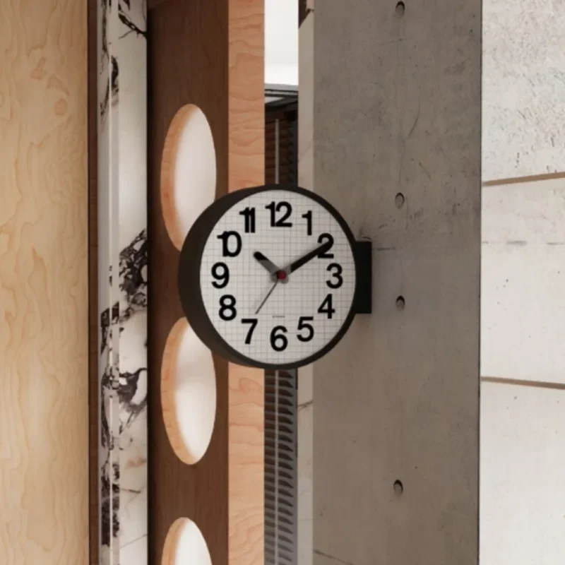 Corner Wall Clocks Stylish Simple Wall Clocks Double-sided Round Grid Silent Decorative Clock Modern Living Room Decoration