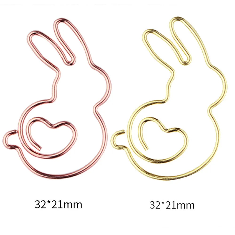 10pcs/Box Paper Clips Kawaii Rabbit Shape Metal Clips Memo Ticket Clip Bookmarks Marking Clips Office Shool Stationery Supplies
