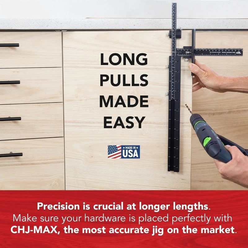 MAX Cabinet Hardware Jig - Install Long Pulls and Shelf Pin Holes - Made In USA - Hand Calibrated by True Position Tools