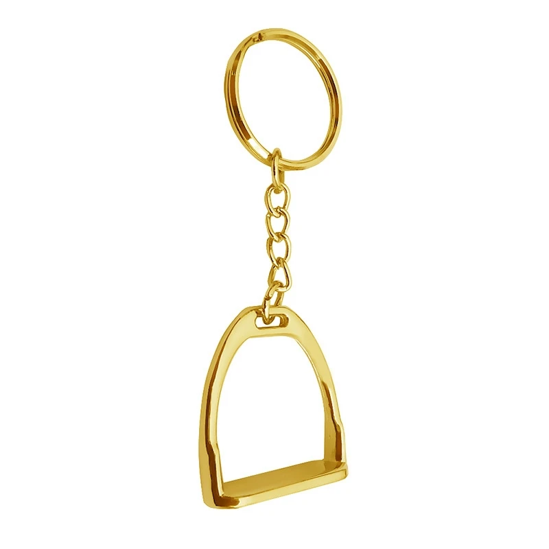 New Lightweight Silver/Gold Zinc Alloy Western Stirrup Keychain Key Ring Equestrian Ornament 8cm Equipment For Horse Rider Gift