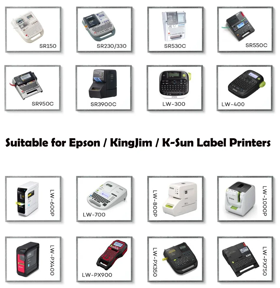 5PK 12mm Tapes Compatible for Epson AS12KW LK-4WBN LC-4TBN Multicolor Label Tape For Epson LW-300 LW-700 LW-900P LW-K600 Printer